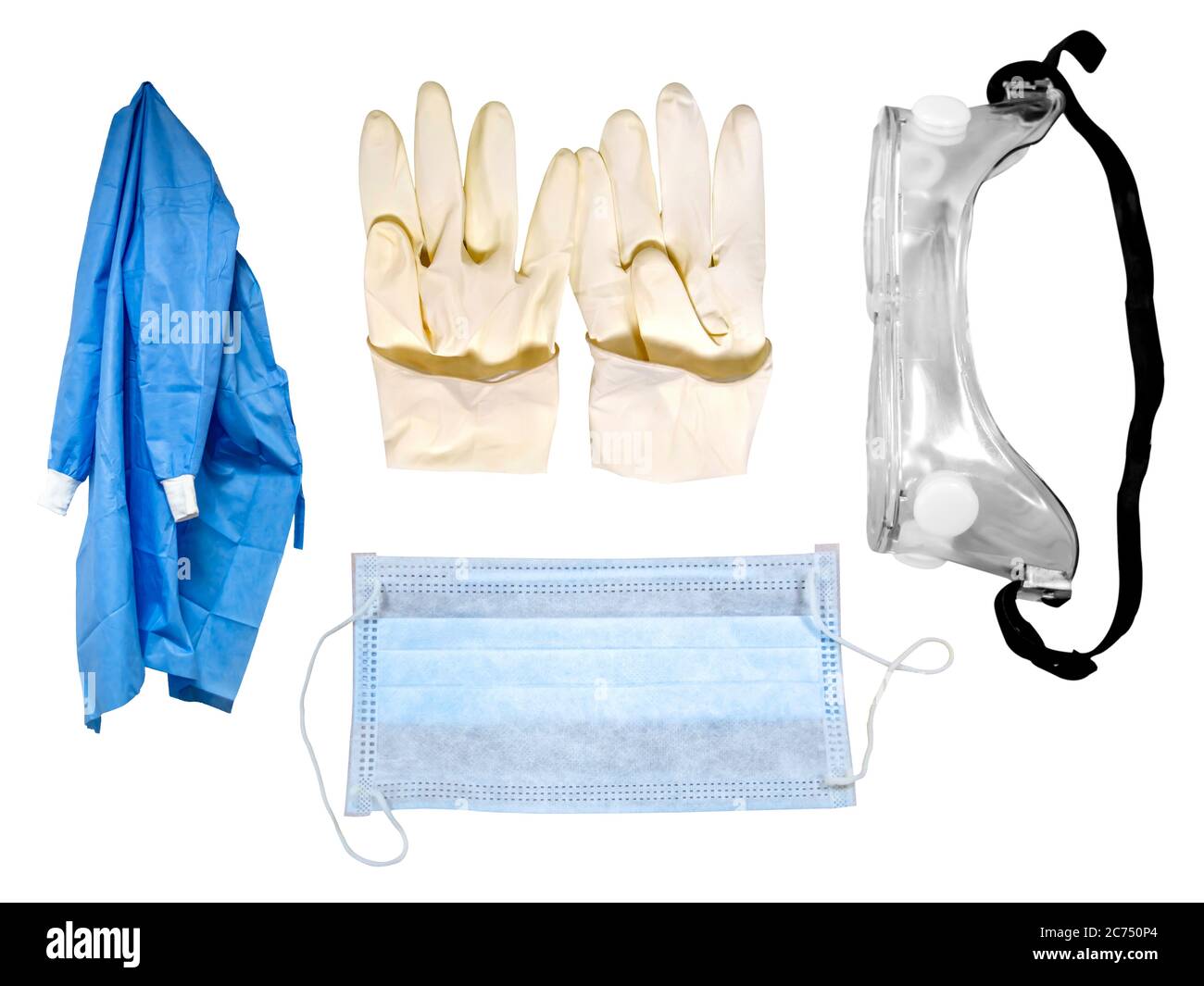 PSA-Kit (Personal Protective Equipment) für Krankenhäuser zur Corona-Virusprävention Stockfoto