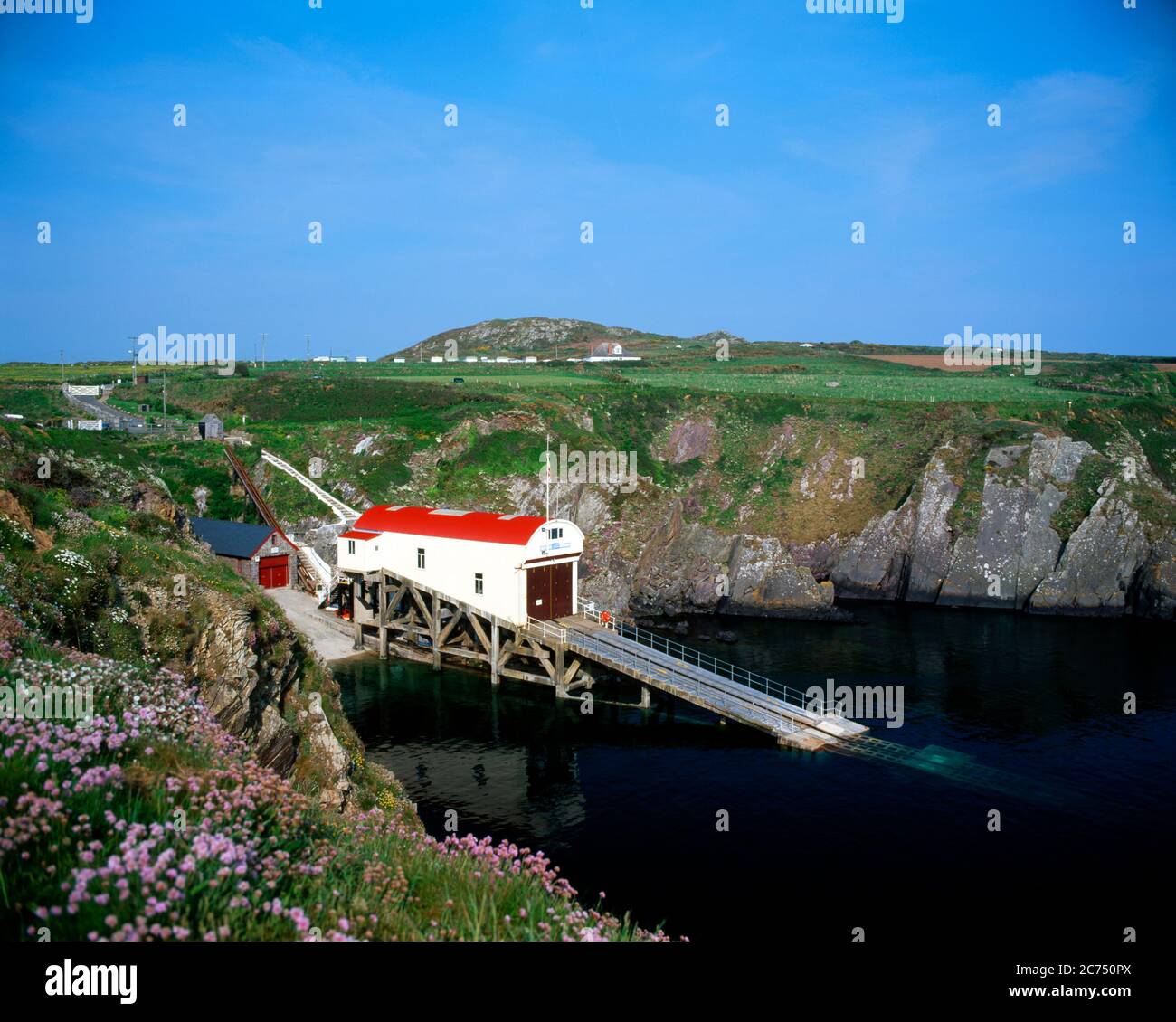St Justinian's Rettungsbootstation, St David's, Pembrokeshire, West Wales. Stockfoto