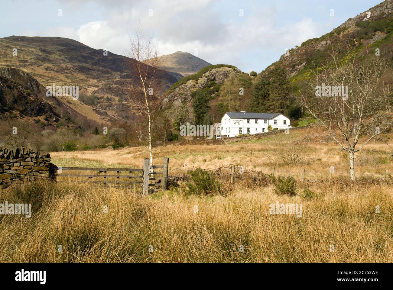 Bryn Eglwys Hotel, Beddgelert, Snowdonia, Gwynedd, Nordwales. Stockfoto