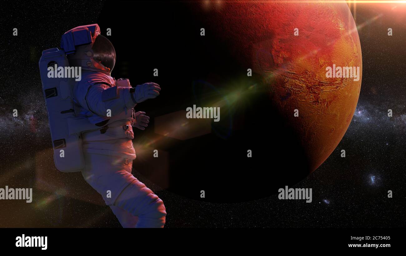 astronaut während eines Spacewalk in der Umlaufbahn des Planeten Mars Stockfoto astronaut während eines Spacewalk in der Umlaufbahn des Planeten Mars Stockfoto