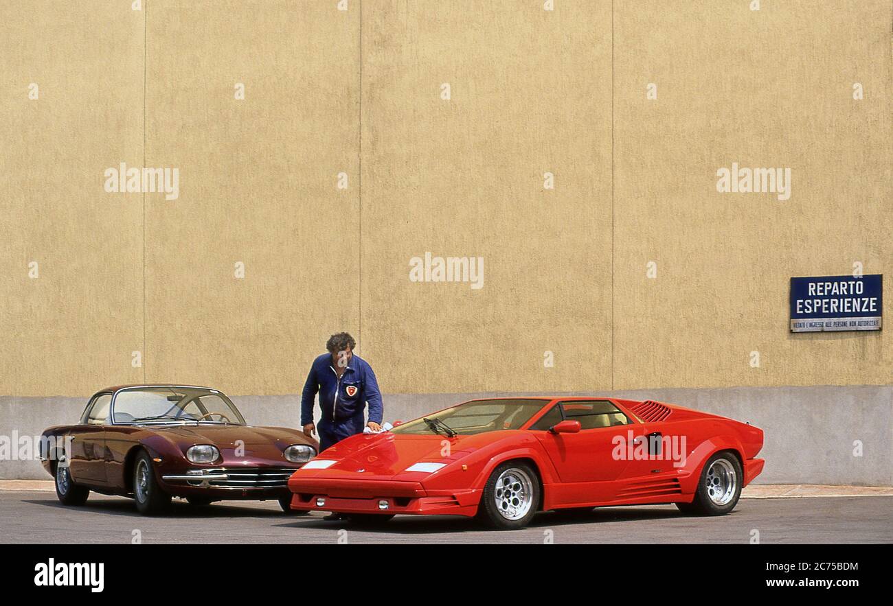 1988 25. Jahrestag Lamborghini Countach und Lamborghini 350. Stockfoto