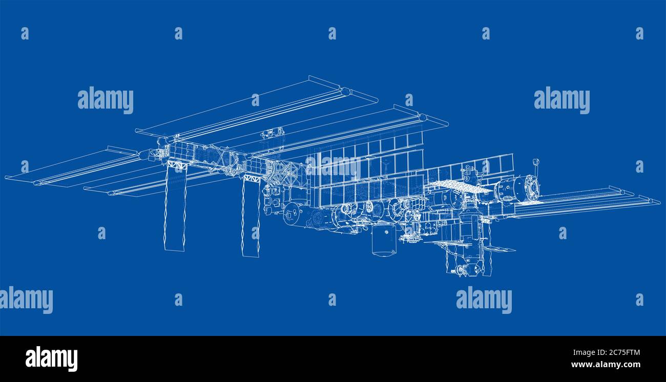 Abstrakter Raumschiff-Überblick Stockfoto