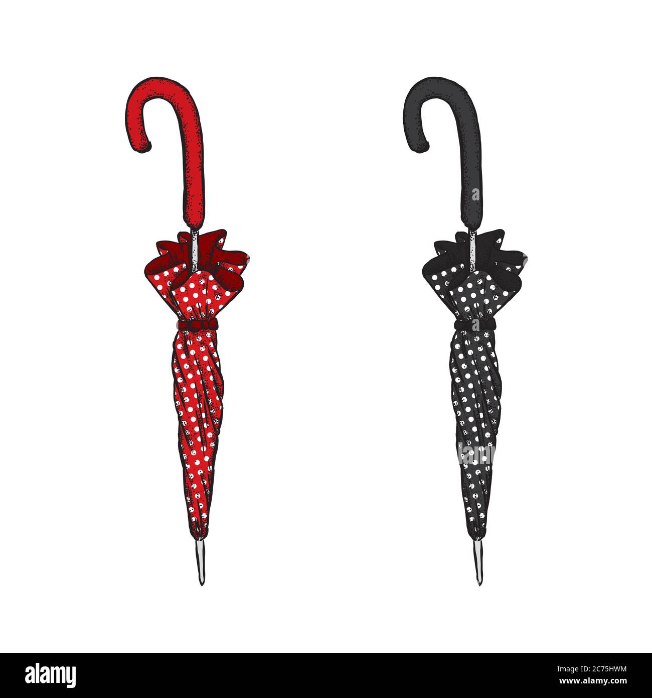 Vintage Regenschirm und ein schönes Bouquet von Tulpen. Vektorgrafik. Frühlingsblumen. Stock Vektor