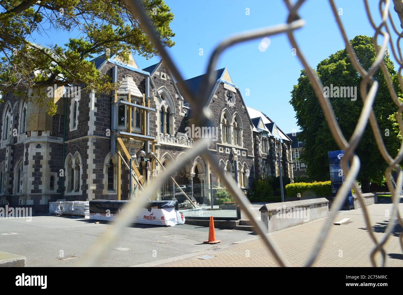 Erdbebenschäden an historischen Gebäuden. Christchurch, Neuseeland. Stockfoto