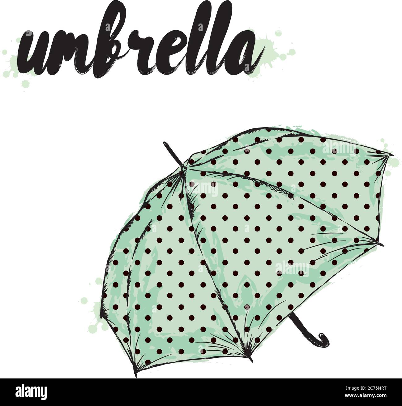 Vintage Regenschirm und ein schönes Bouquet von Tulpen. Vektorgrafik. Frühlingsblumen. Stock Vektor