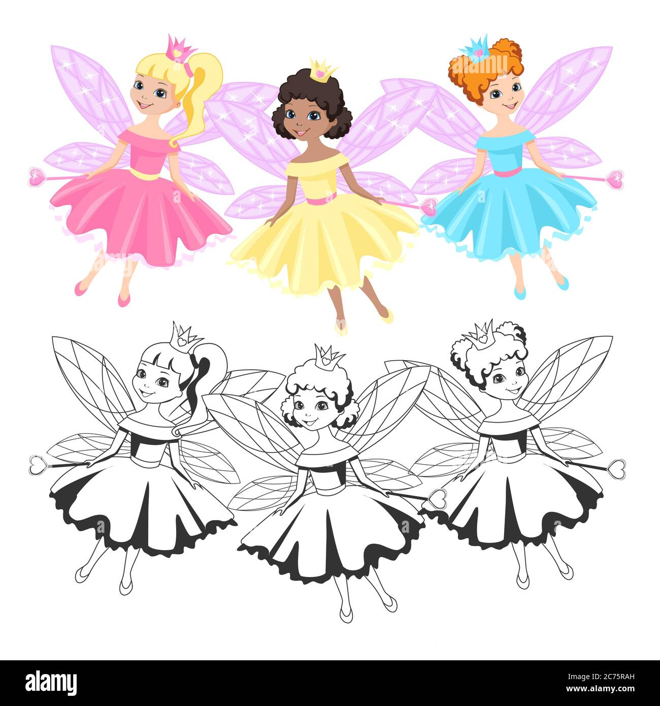 Kleine Prinzessinnen in Kronen Stockfoto