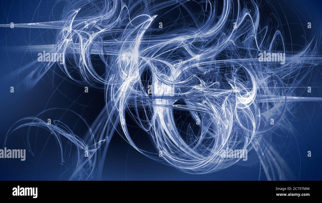 Futuristische 3D-Illustration einer fraktalen Apophyse für surreale abstrakte Tapeten oder Science-Fiction-Hintergründe in Classic Blue. Stockfoto