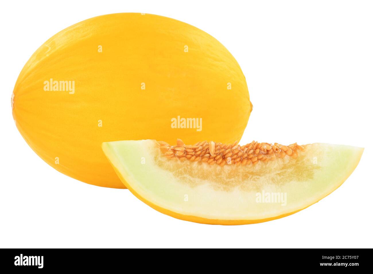 Honigmelone Früchte frische Früchte isoliert auf weißem Hintergrund Stockfoto