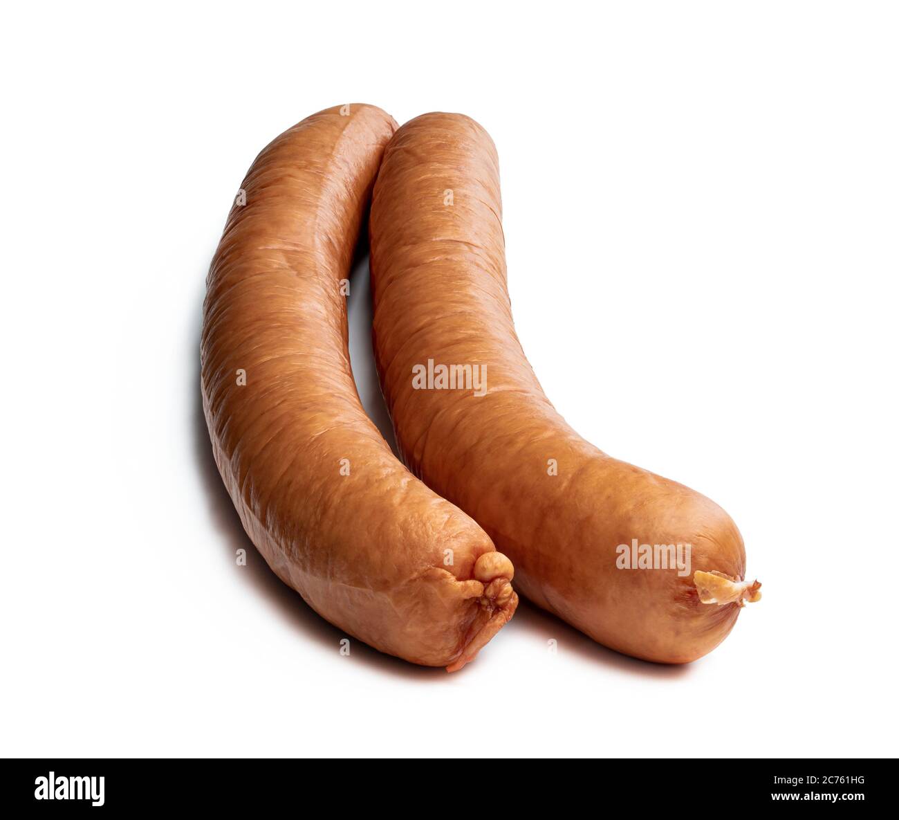 Geräucherte und gedämpfte mittelschwere Schweinshaxe auf Weiß isoliert Stockfoto