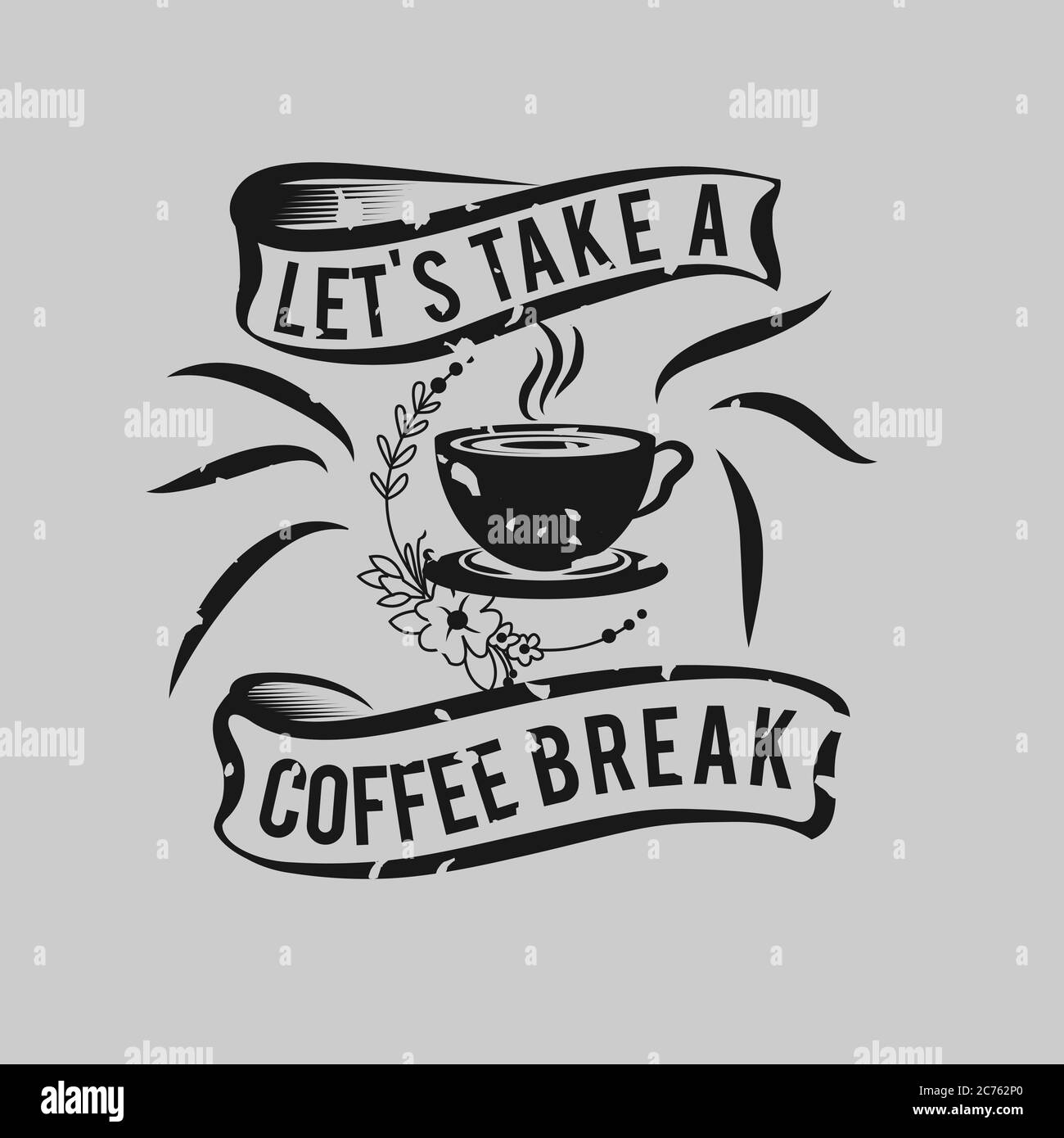 „Coffee - Let's take a Coffee Break“ Hipster Vintage stilisierte Schriftzüge. Vektorgrafik.EPS 10 Stock Vektor