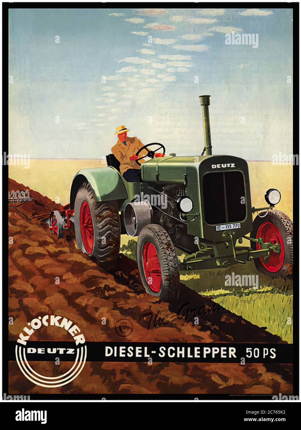 Klockner Deutz Diesel Schlepper 50ps Werbung - Oldtimer-Werbung Stockfoto