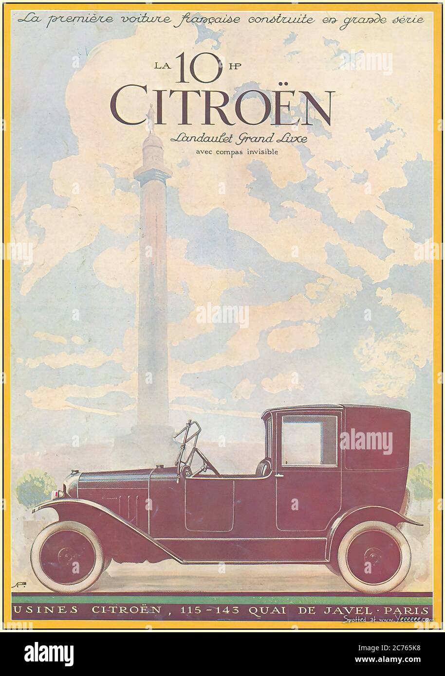 La 10hp De Citroën Publicité De 1919 - Oldtimer-Werbung Stockfoto