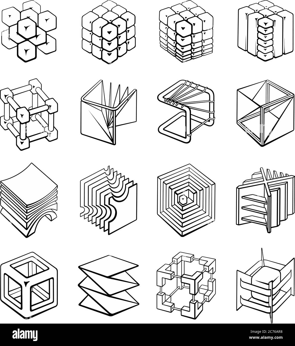 Set von 3D geometrischen Formen Würfel Designs Stock Vektor