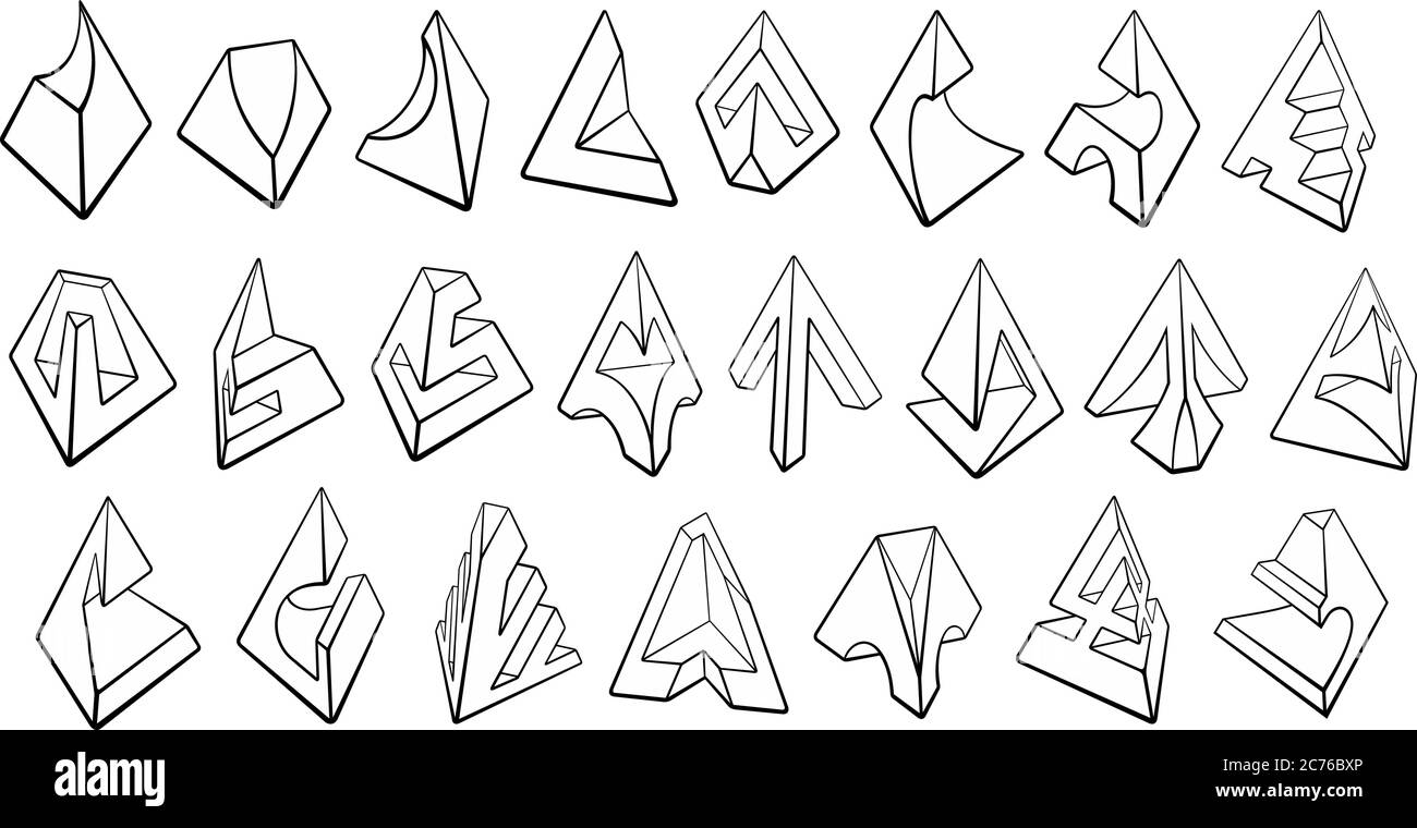 Set von 3D geometrischen Formen Pyramidendesigns Stock Vektor