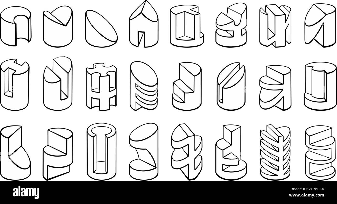 Set von 3D geometrischen Formen Zylinder Designs Stock Vektor