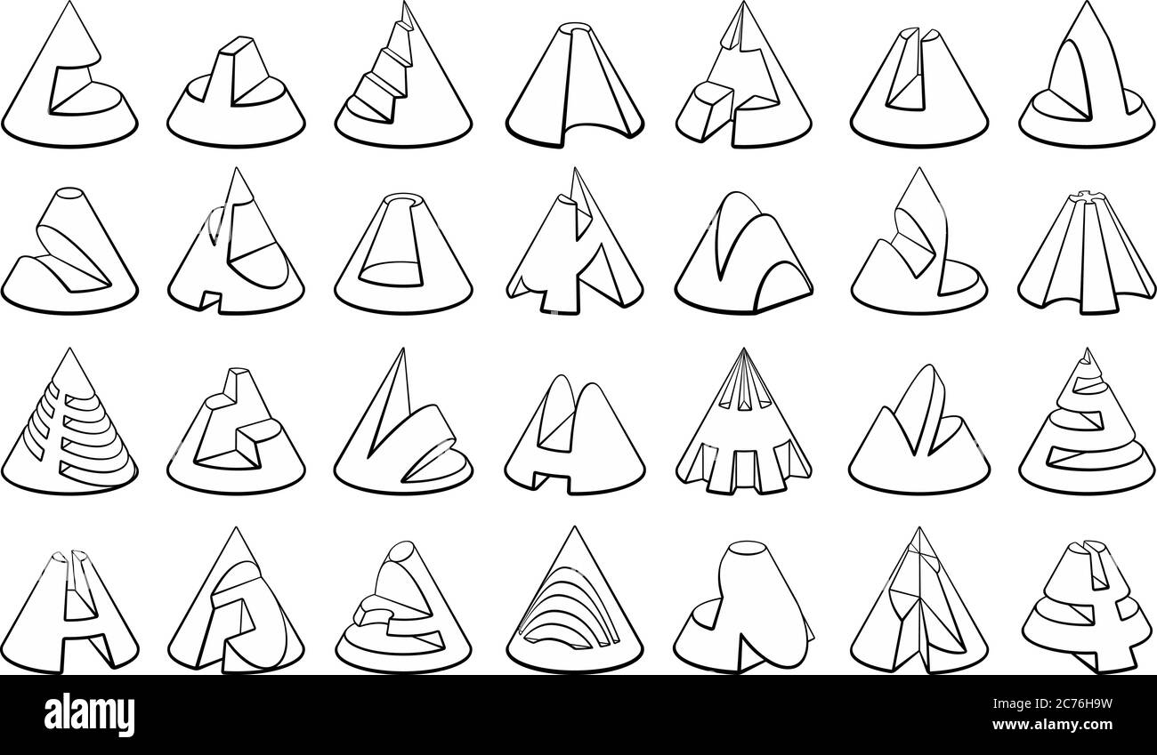 Set von 3D geometrischen Formen konische Designs Stock Vektor