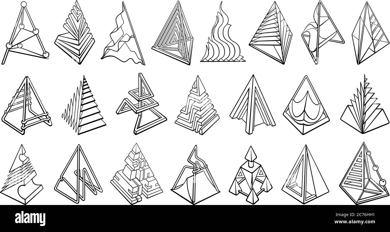 Set von 3D geometrischen Formen Pyramidendesigns. Stock Vektor
