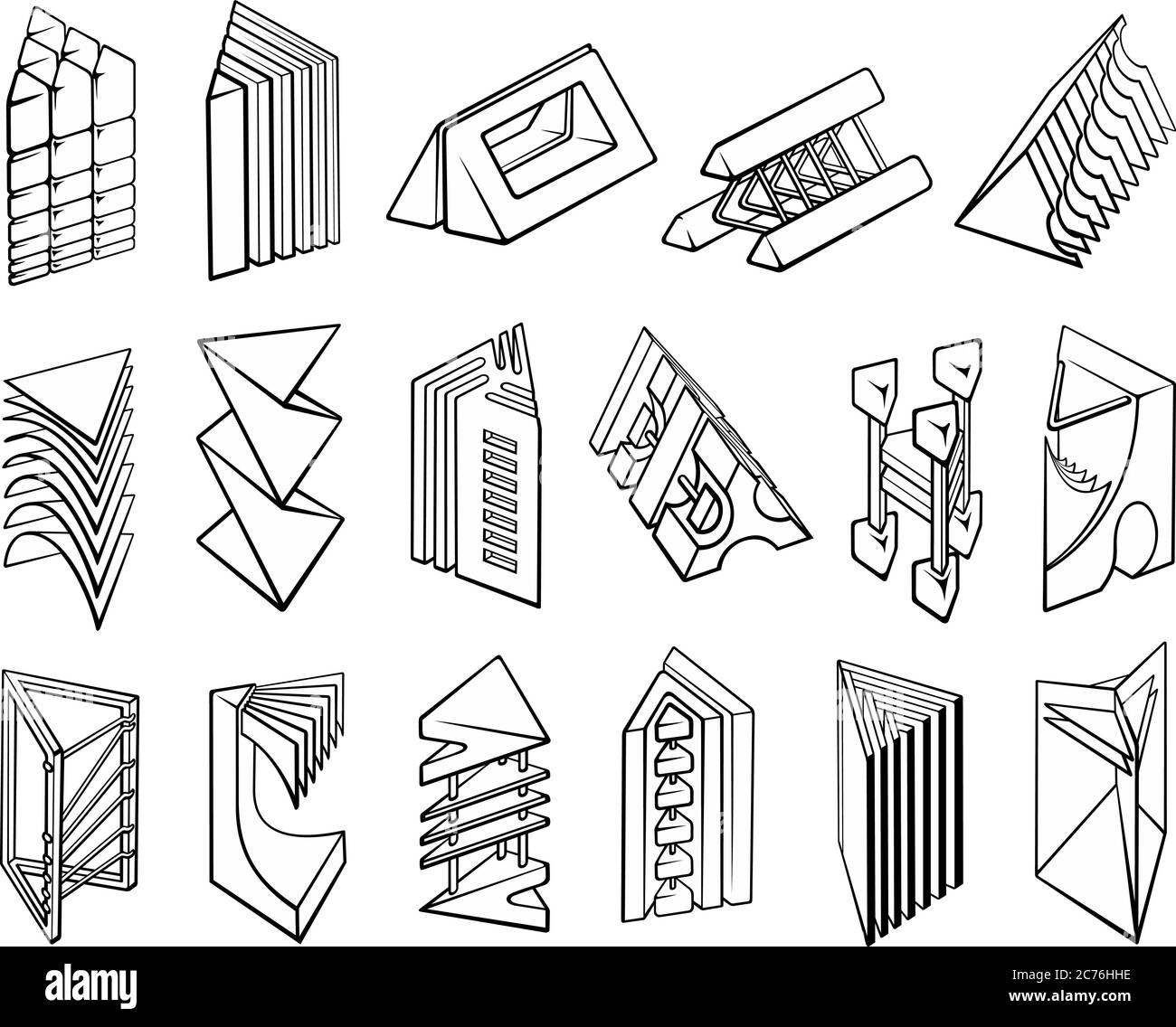 Set von 3D geometrischen Formen Prisma Designs Stock Vektor