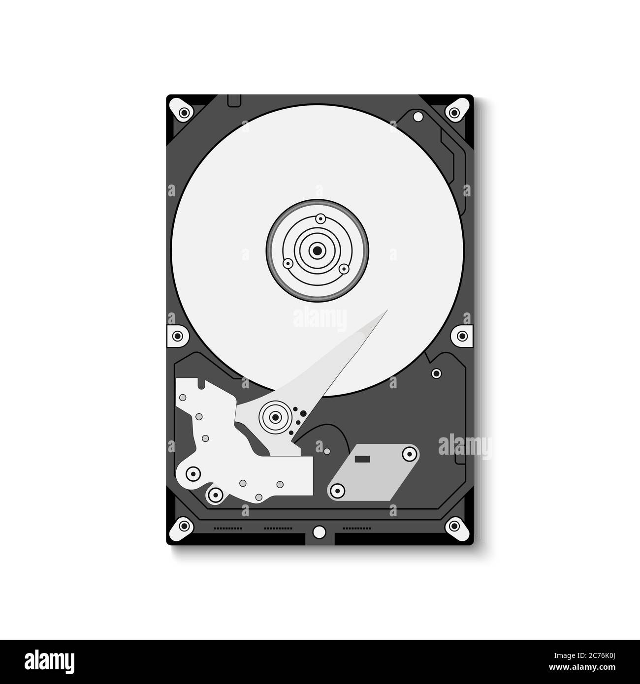 Festplatte HDD isoliert auf weißem Hintergrund, Vektorgrafik Stock Vektor