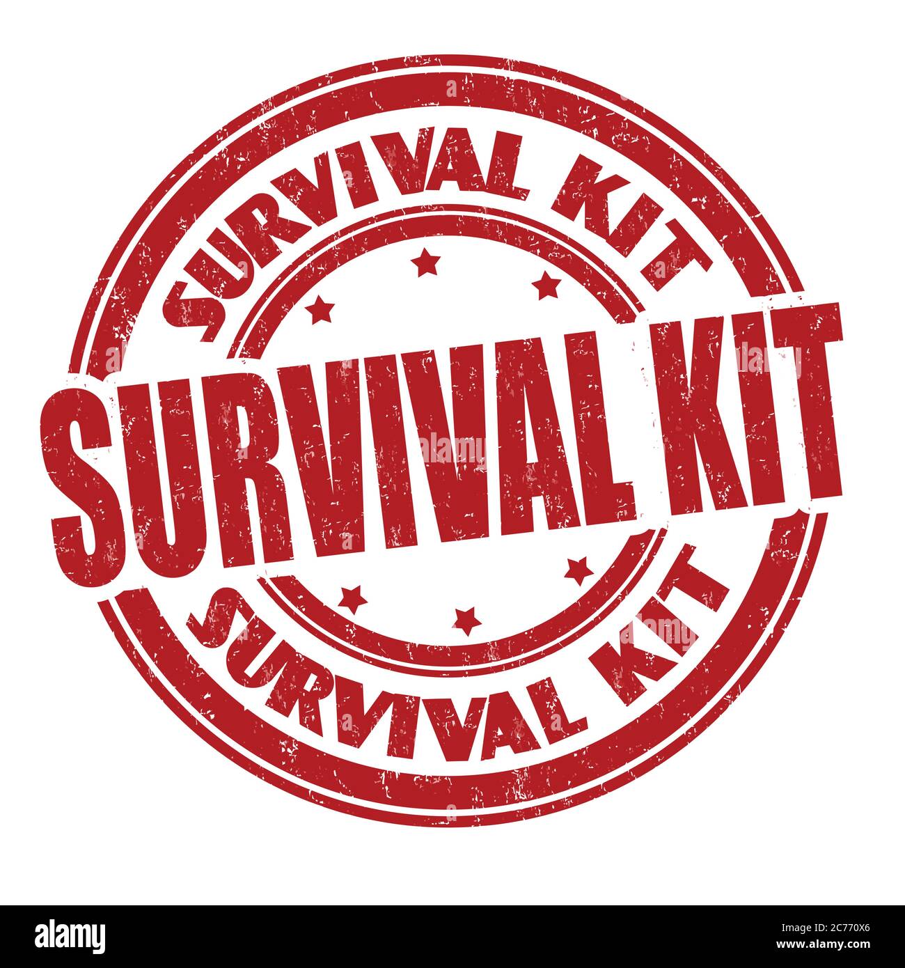 Survival Kit Zeichen oder Stempel auf weißem Hintergrund, Vektor-Illustration Stock Vektor