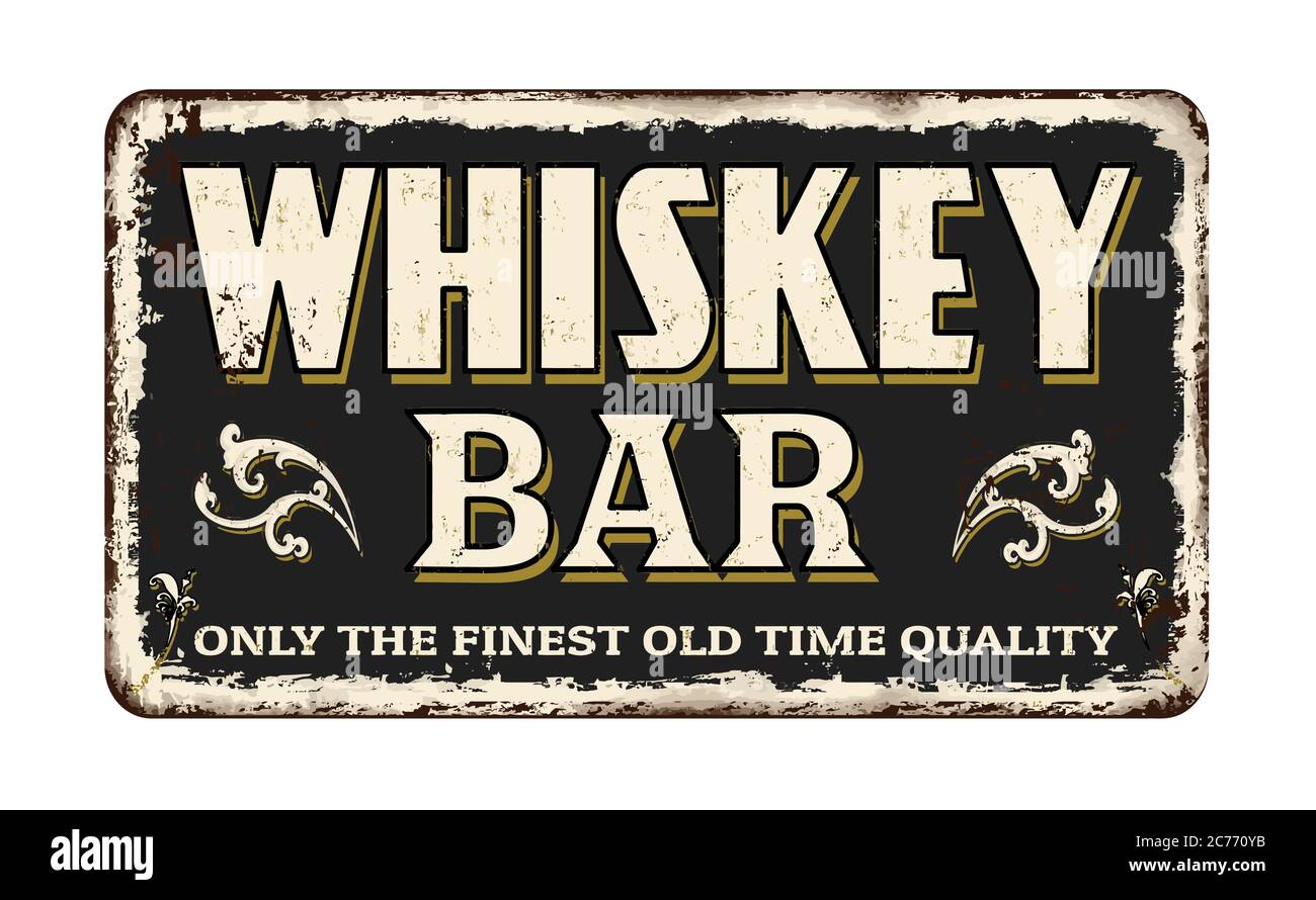 Whiskey Bar vintage rostigen Metall-Zeichen auf einem weißen Hintergrund, Vektor-Illustration Stock Vektor