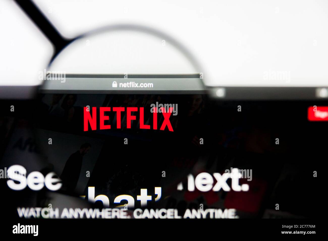 Los Angeles, California, USA - 23. März 2019: Illustrative Editorial der Netflix Website Homepage. Netflix-Logo auf dem Bildschirm sichtbar. Stockfoto