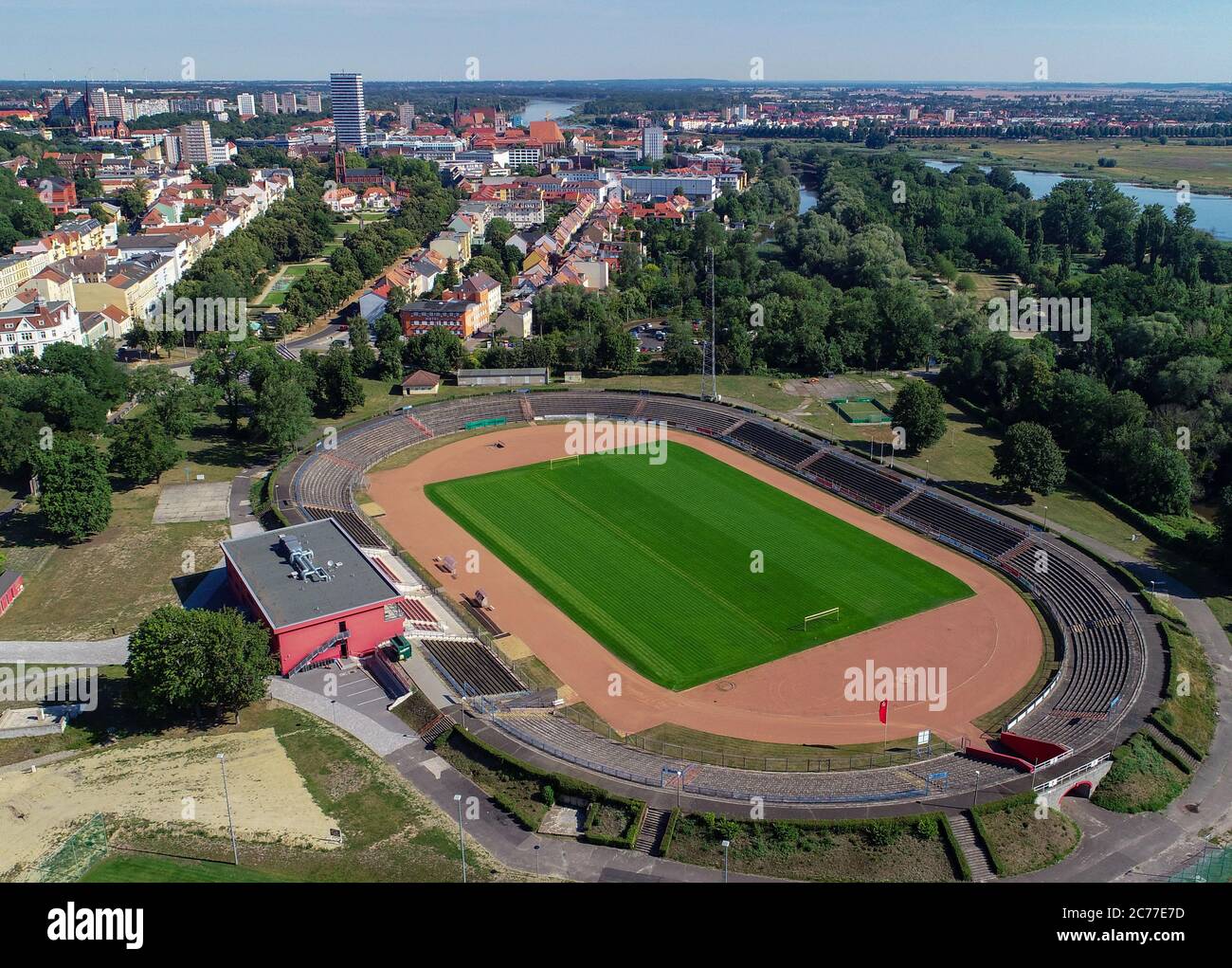 14. Juli 2020, Brandenburg, Frankfurt (oder) Das Fußballstadion 