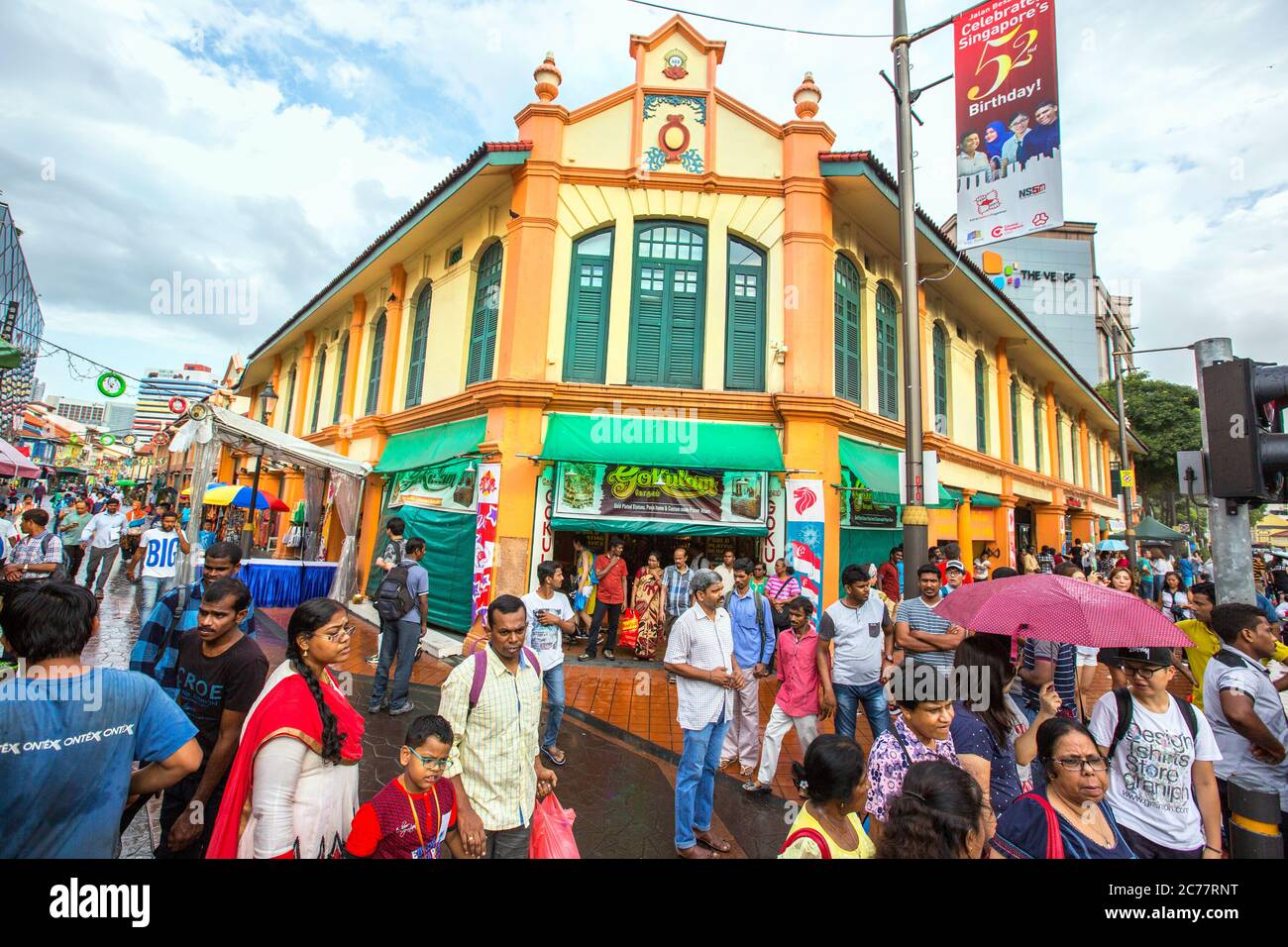 Wanderarbeiter in Little india Street singapur, singapur, Little india singapur, buntes kleines indien, indische Migranten singapur, Wandgemälde Stockfoto