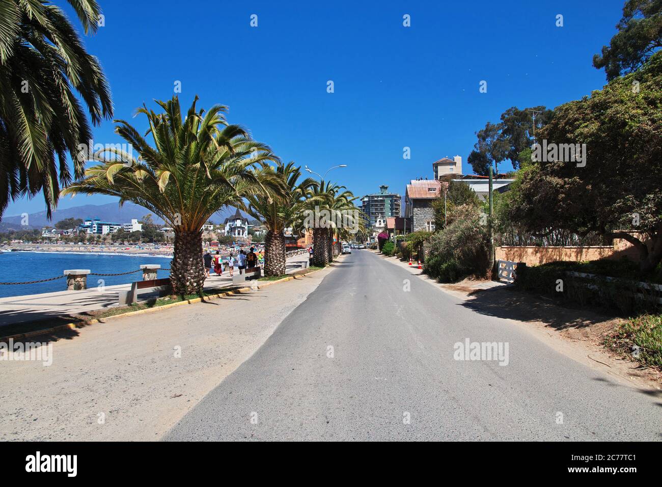 Die Promenade in Papudo Dorf, Pazifikküste, Chile Stockfoto