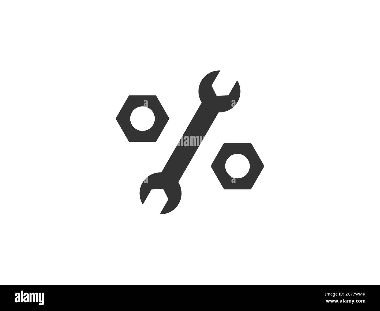 Schraubenschlüssel, Muttern, Werkzeugsymbol. Vektorgrafik, flache Ausführung. Stock Vektor