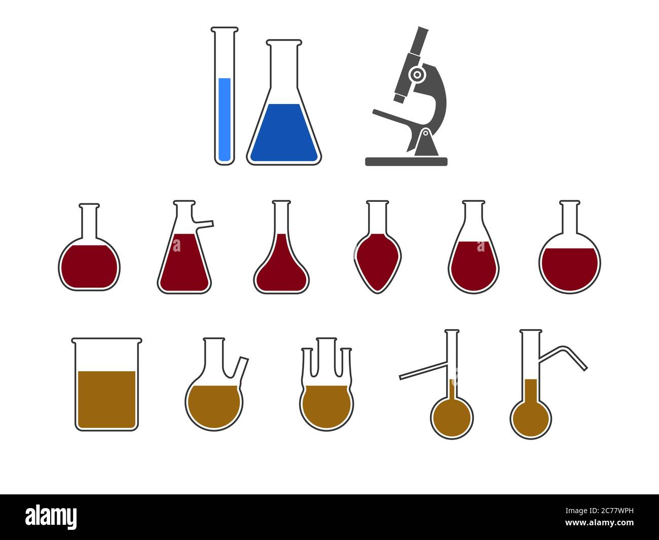 Kolben, Laborsymbol. Vektorgrafik, flache Ausführung. Stock Vektor