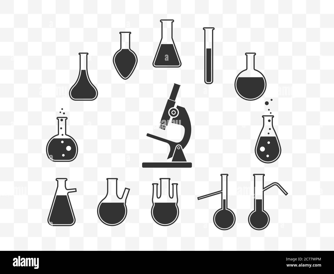 Kolben, Laborsymbol. Vektorgrafik, flache Ausführung. Stock Vektor