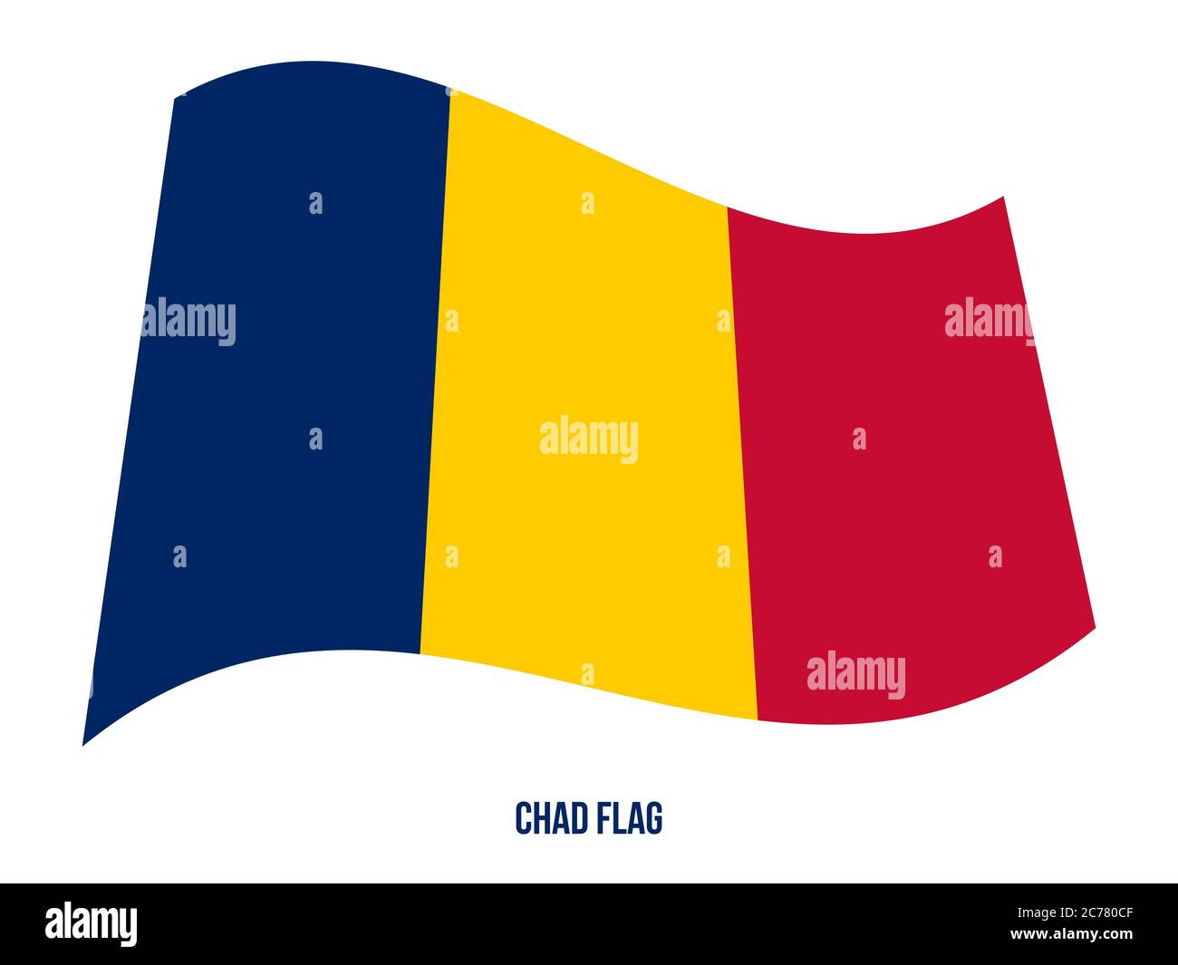 Tschad Fahne winken Vector Illustration auf weißem Hintergrund. Tschad Nationalflagge. Stock Vektor