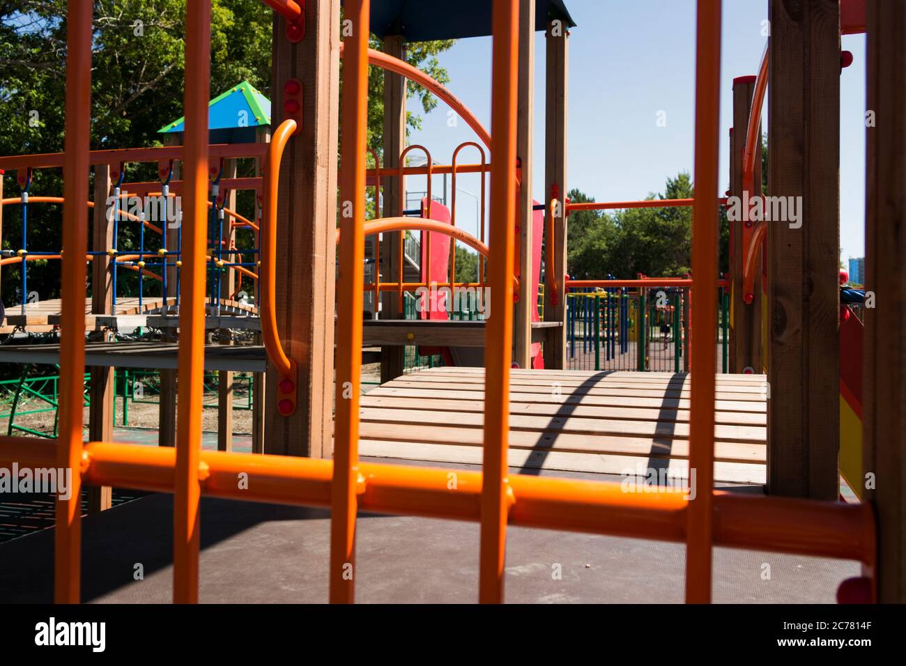 Leerer Kinderspielplatz. Kinderspielplatz. Stockfoto