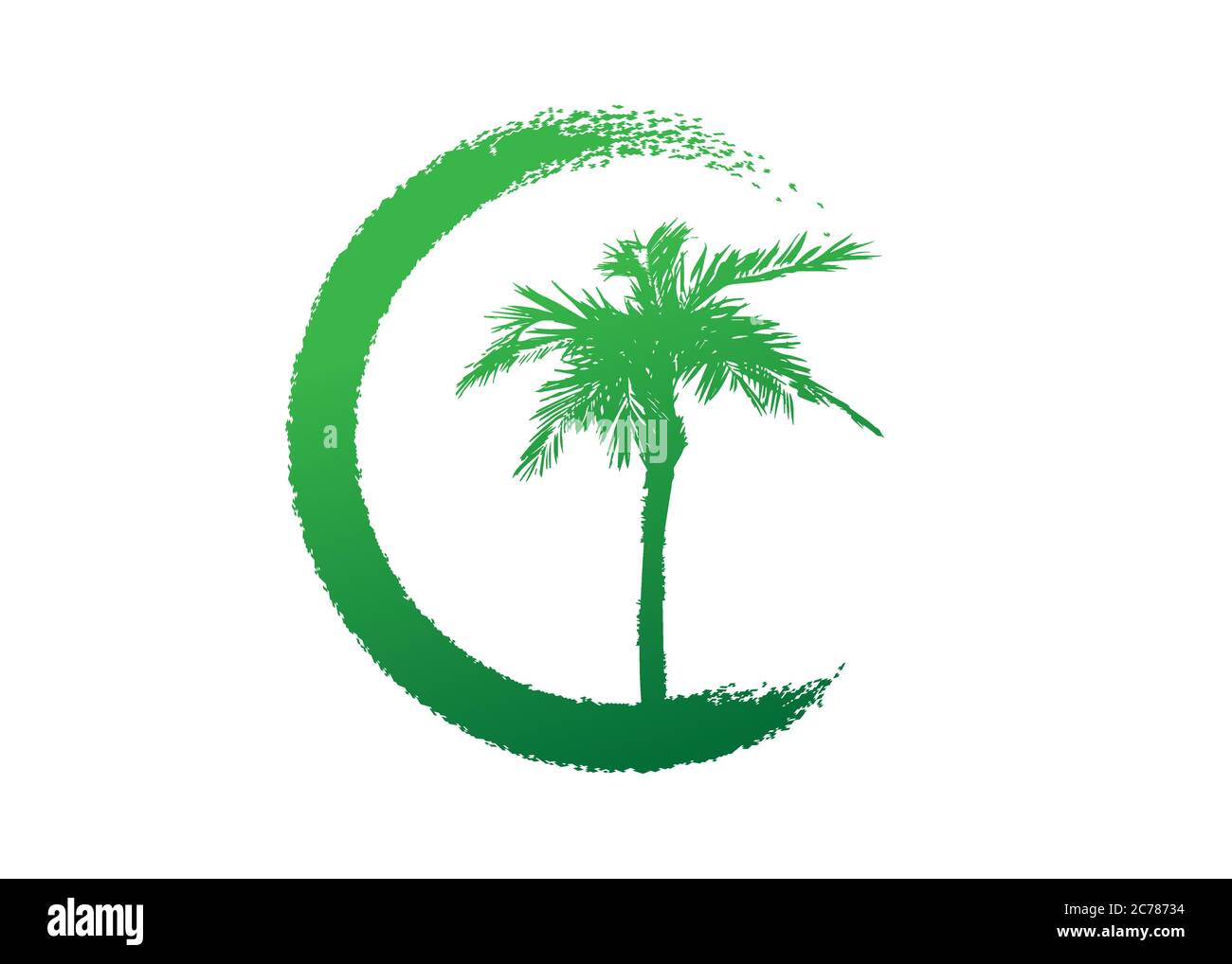 Afrikanische tropische Palme Logo Symbol grüne Farbe, Palme Symbol Baum Silhouette, grüne Natur Safari Ökologie Konzept, biologische Konzept Natur Stock Vektor