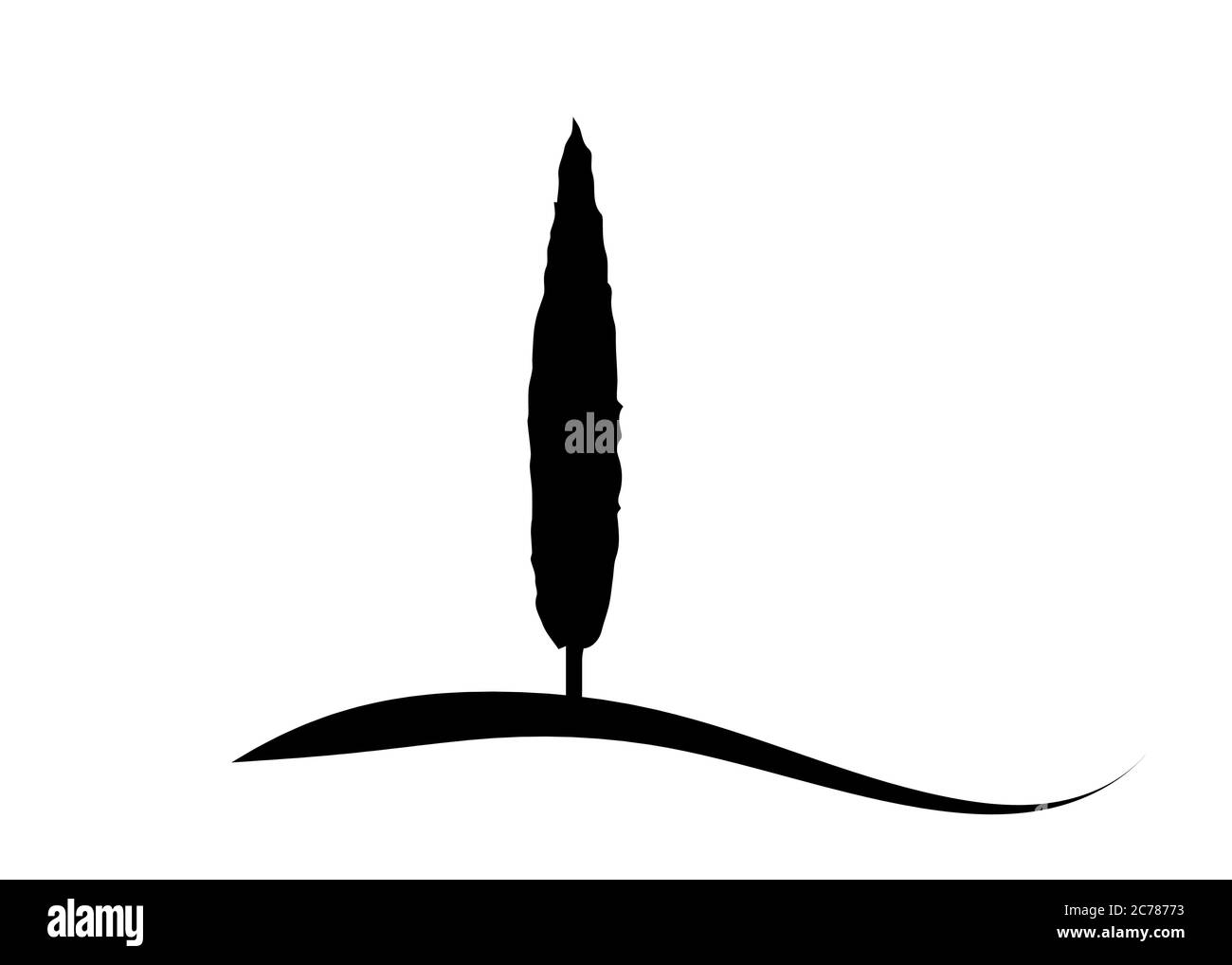 Zypressensymbol. Einfache Illustration von Zypresse Vektor-Symbol für Web. Italienische Silhouette Zypressen die typische toskanische Landschaft. Vektor isoliert Stock Vektor