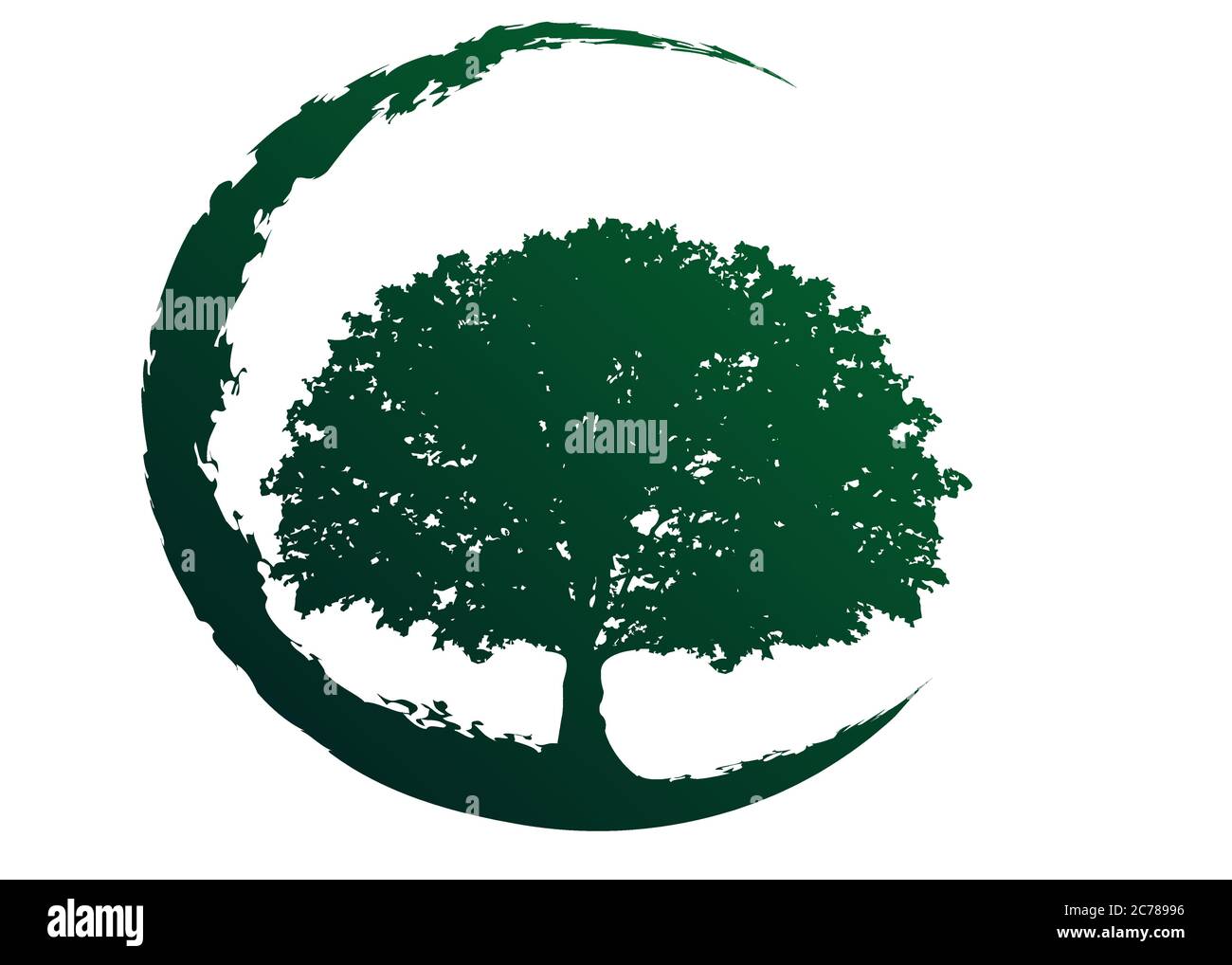 Eichenbaum Vektor, grüne Ökologie biologische Logo Illustration. Vektor grüne Silhouette eines Baumes isoliert oder weißen Hintergrund , biodynamische Landwirtschaft Stock Vektor