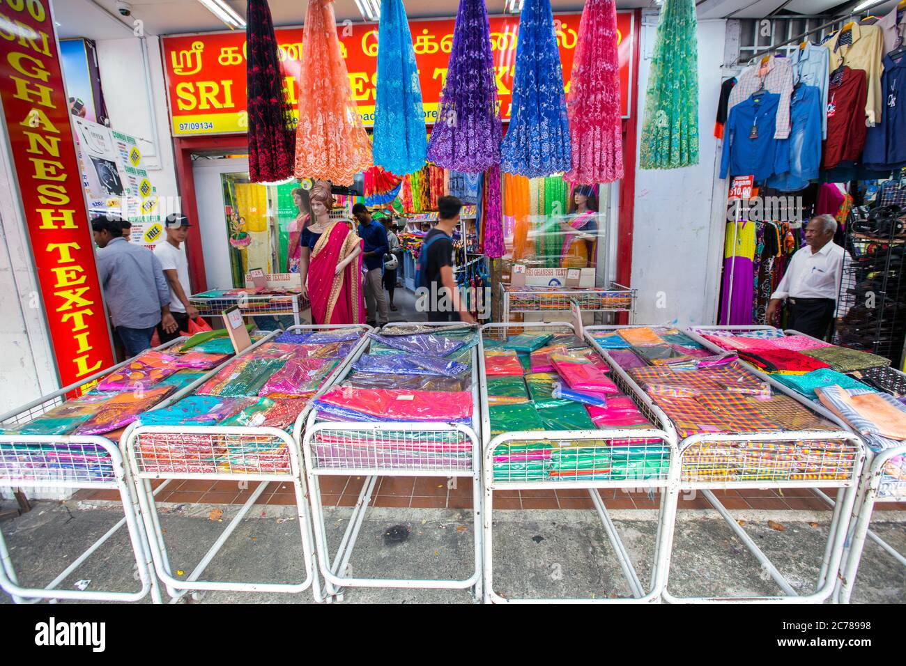 Wanderarbeiter in Little india Street singapur, singapur, Little india singapur, buntes kleines indien, indische Migranten singapur, Wandgemälde Stockfoto