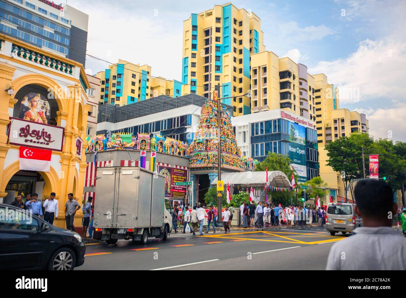 Wanderarbeiter in Little india Street singapur, singapur, Little india singapur, buntes kleines indien, indische Migranten singapur, Wandgemälde Stockfoto