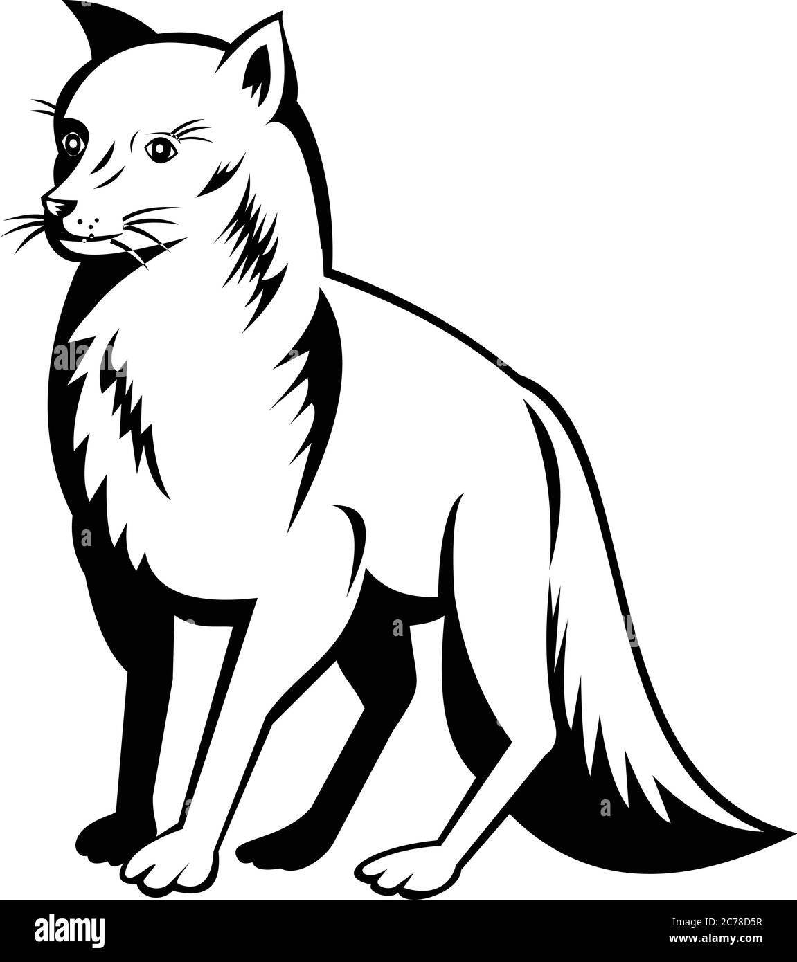 Retro Schwarz Weiss Stil Illustration Eines Polarfuchs Auch Bekannt Als Weisser Fuchs Polarfuchs Oder Schneefuchs Ein Kleiner Fuchs Aus Den Arktischen Regionen O Stock Vektorgrafik Alamy