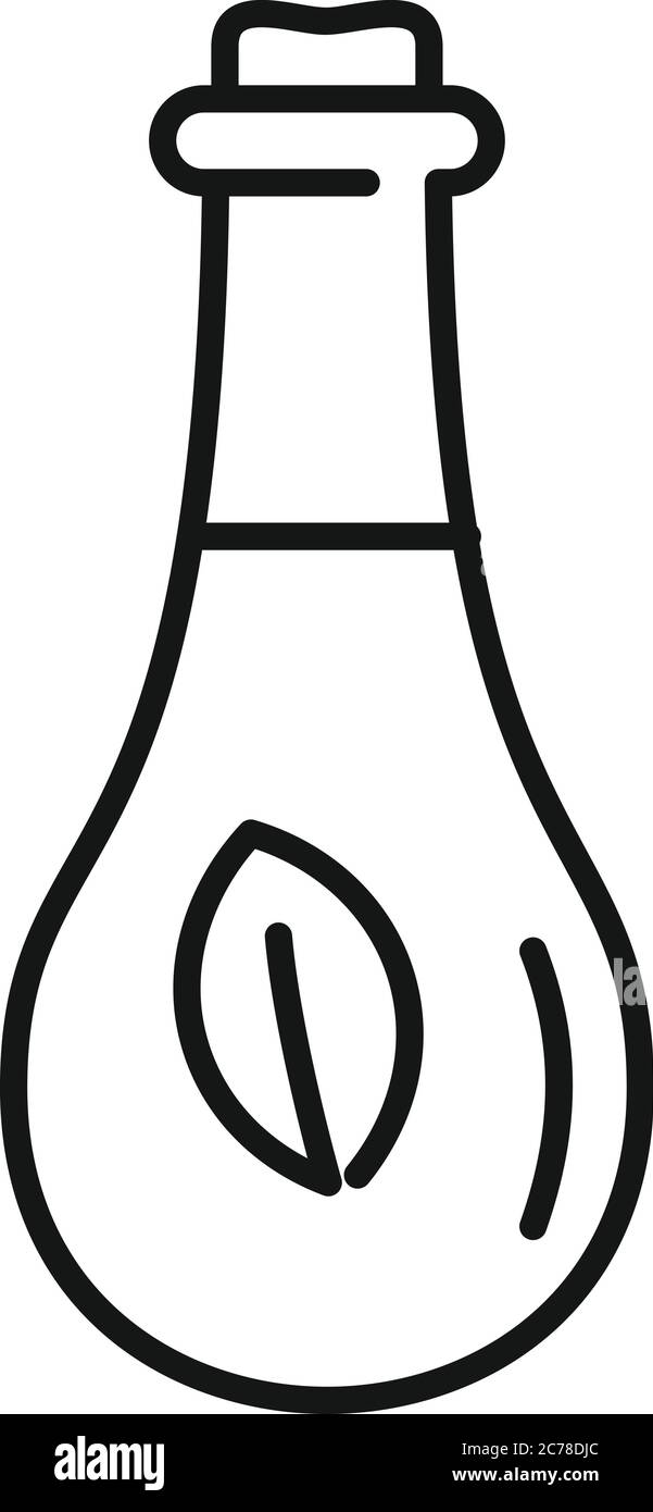 Symbol für flüssiges Öl des Kolben. Umriss Flasche Flüssigkeit Öl Vektor-Symbol für Web-Design isoliert auf weißem Hintergrund Stock Vektor