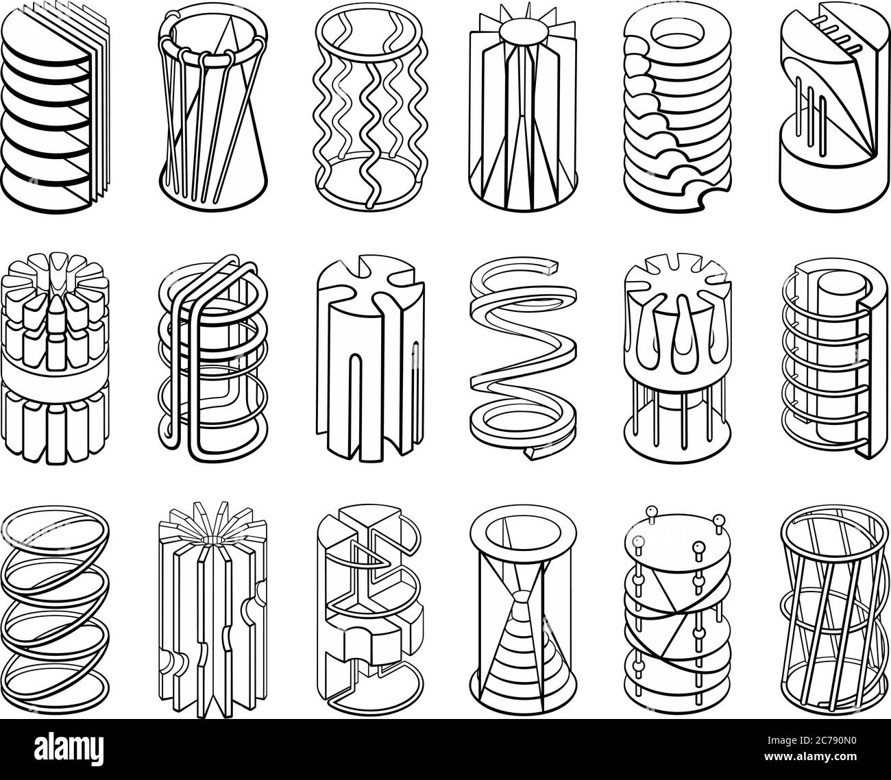 Set von 3D geometrischen Formen Zylinder Designs. Stock Vektor