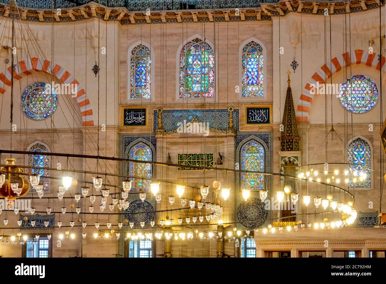 Innenraum der Süleymaniye-Moschee, Istanbul, Türkei Stockfoto