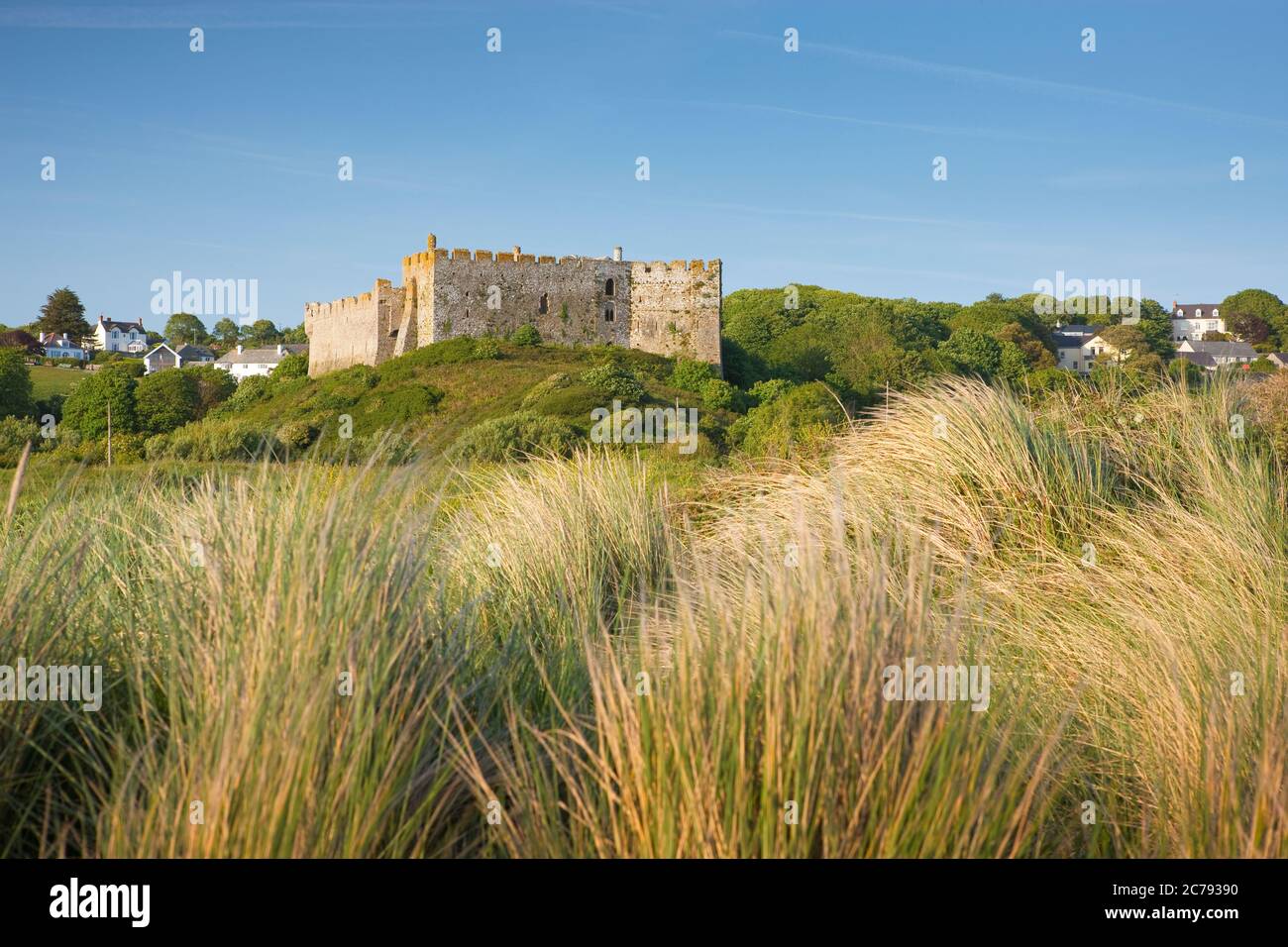 Manorbier Burg Manorbier Pembroke Pembrokeshire Wales Stockfoto