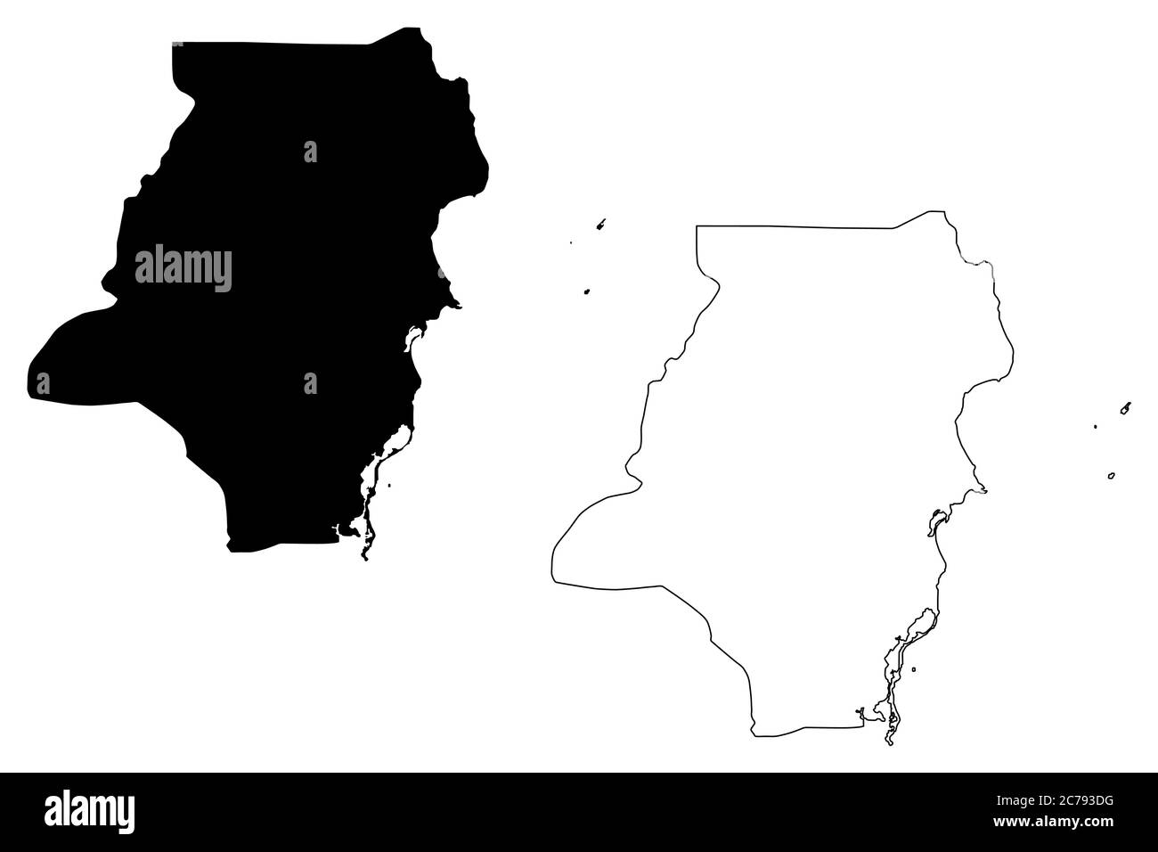 Stann Creek District (Belize, Districts of Belize) Karte Vektorgrafik, Skizze Stann Creek Karte Stock Vektor