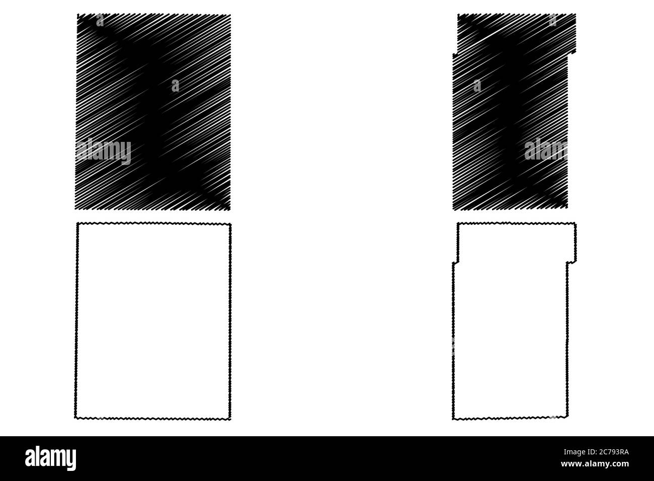 KNOX und Kane County, Illinois (US-County, Vereinigte Staaten von Amerika, USA, USA, USA) Kartenvektordarstellung, Scribble-Skizze Knox und Kane-Karte Stock Vektor