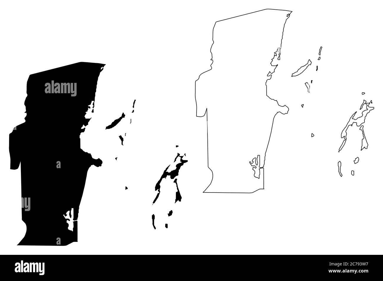 Belize District (Belize, Districts of Belize) Kartenvektordarstellung, Skizze Belize Karte Stock Vektor