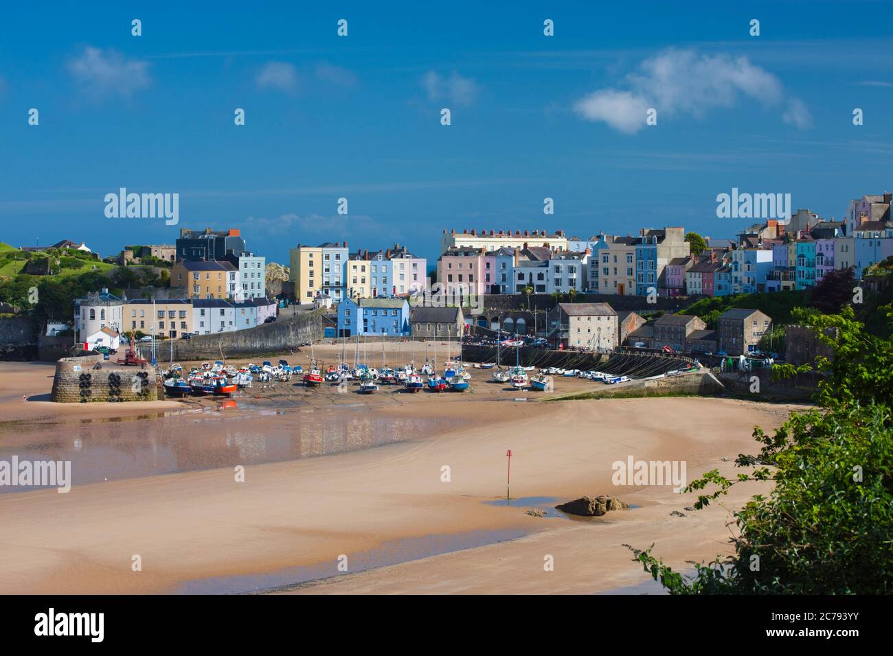 Tenby Harbour & North Beach Tenby Pembrokeshire Wales Stockfoto