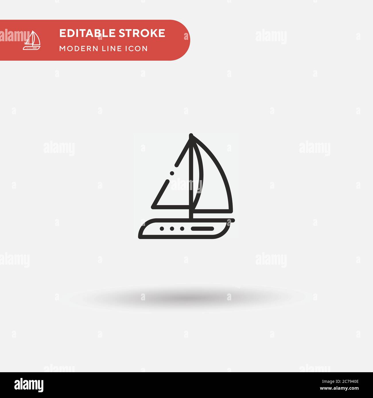 Yatch einfaches Vektorsymbol. Illustration Symbol Design Vorlage für Web mobile UI Element. Perfekte Farbe modernes Piktogramm auf bearbeitbaren Strich. Yatch-Symbol Stock Vektor
