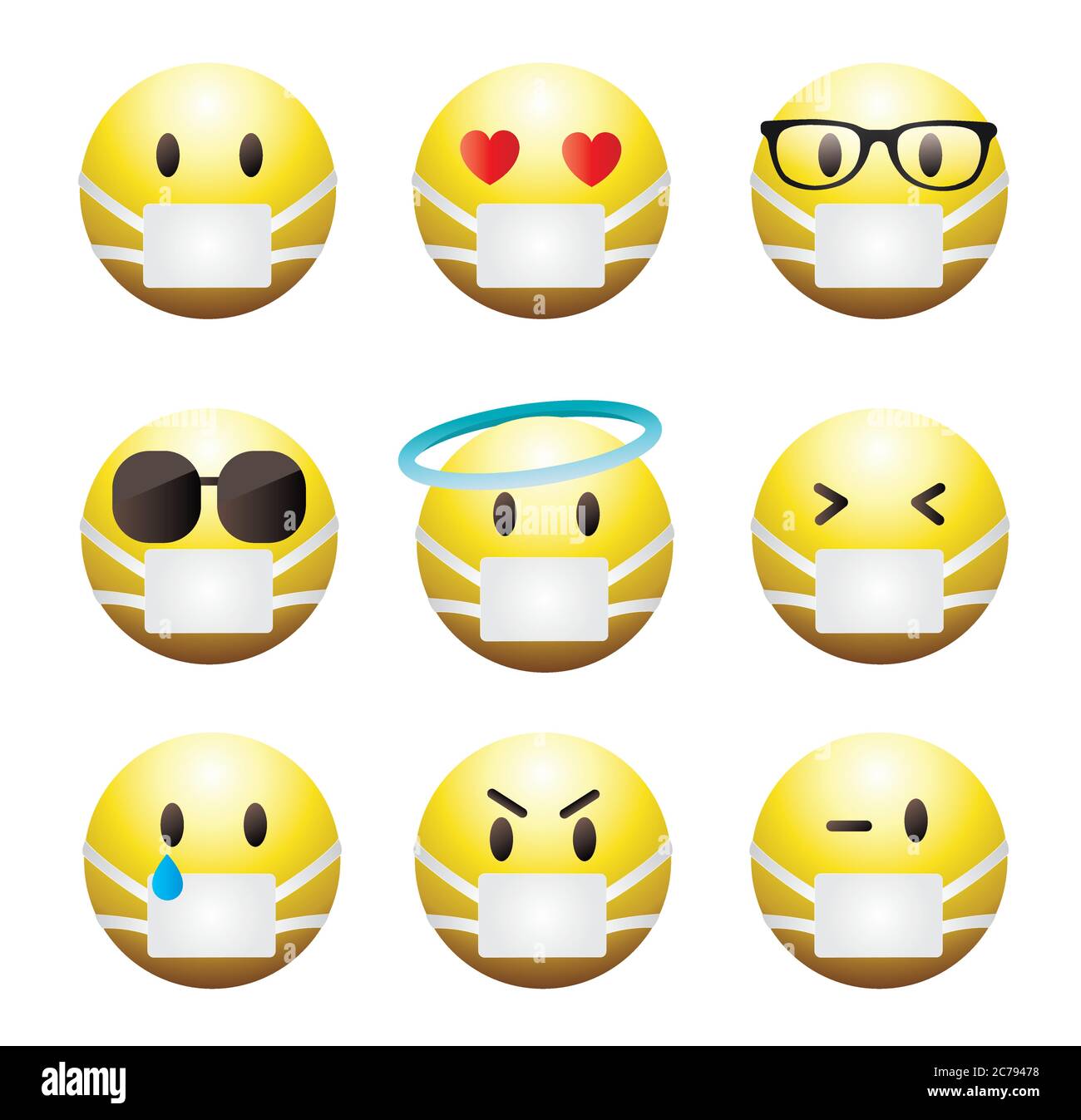 Hochwertige Emoticons auf weißem Hintergrund isoliert.Emoticons mit